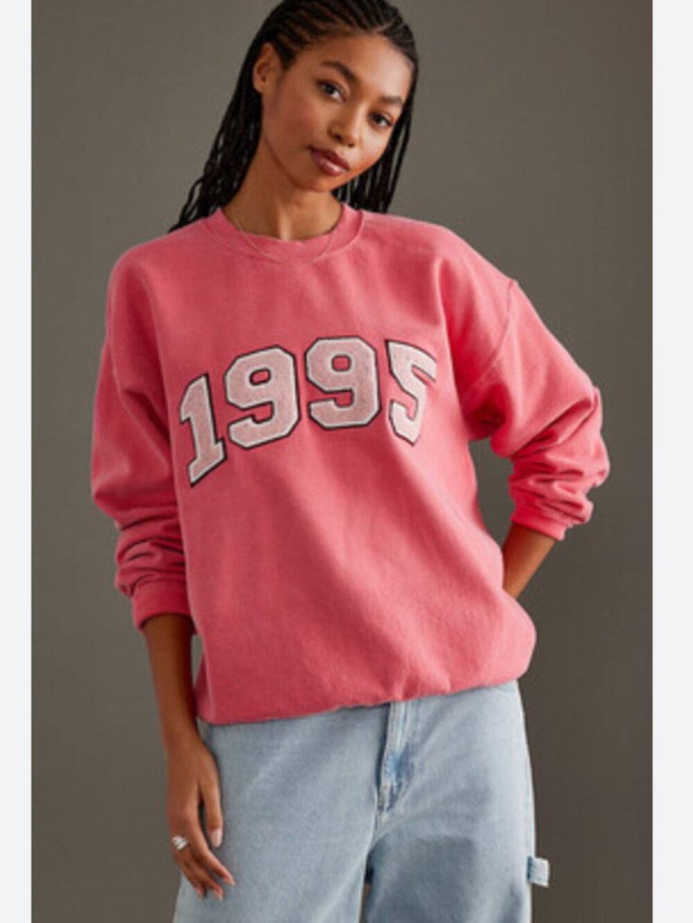 Anthropologie 1995 Oversized Crew Neck Sweatshirt Pink S - Picture 7 of 7